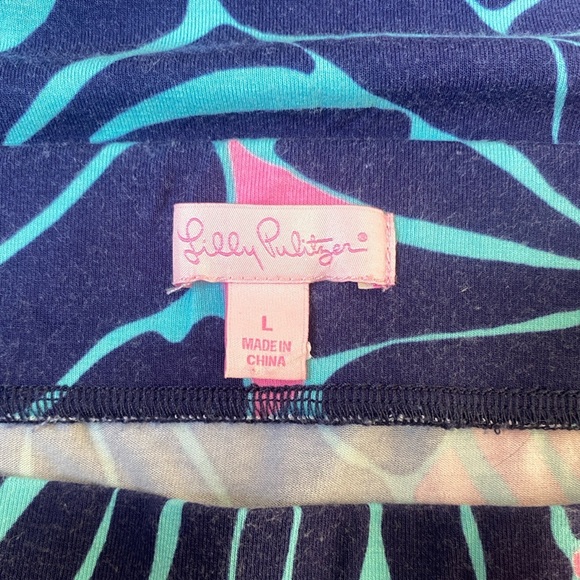 Lilly Pulitzer Maxi Skirt Size Large Under the Palms Print Navy Blue Pink - Picture 3 of 15